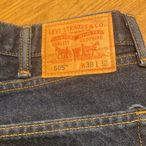 Levi 505 Mens Blue Jeans Suze 38 32 - Picture 2 of 4